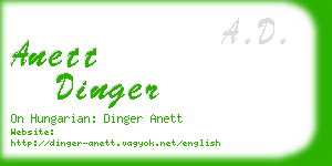 anett dinger business card